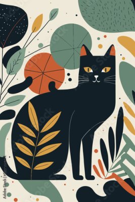 Poster Zwarte kat illustratie