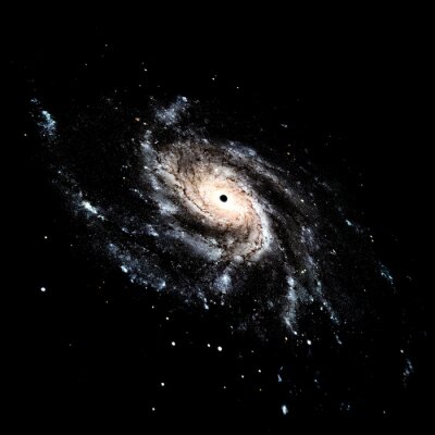 Zwarte kosmos en helder spiraalstelsel