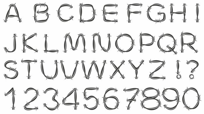 Poster Zwarte letters en cijfers op een witte achtergrond