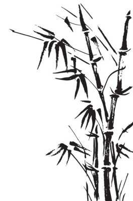 Poster Zwarte met de hand geschilderde bamboe