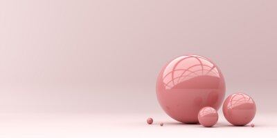 Sticker 3D-ballen in roze pastelkleuren