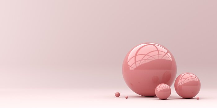 Sticker 3D-ballen in roze pastelkleuren