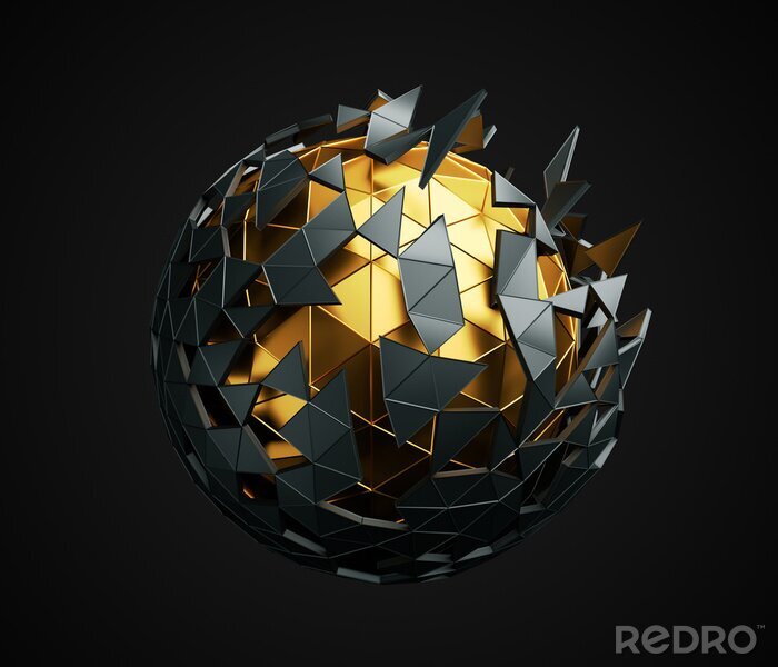 Sticker 3D ballen met geometrie in zwart