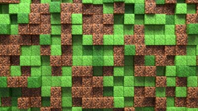 Sticker 3D digitale wereld van Minecraft
