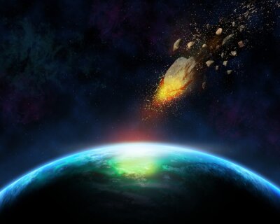 3D heelal met meteorieten