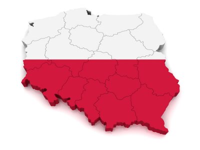 Sticker 3D Kaart van Polen