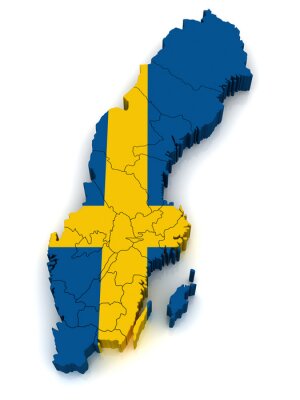 Sticker 3D Kaart van Zweden