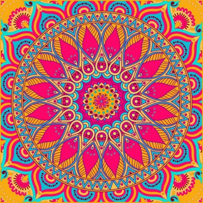 Fotobehang 3D oosterse mandala verzadigd met kleuren