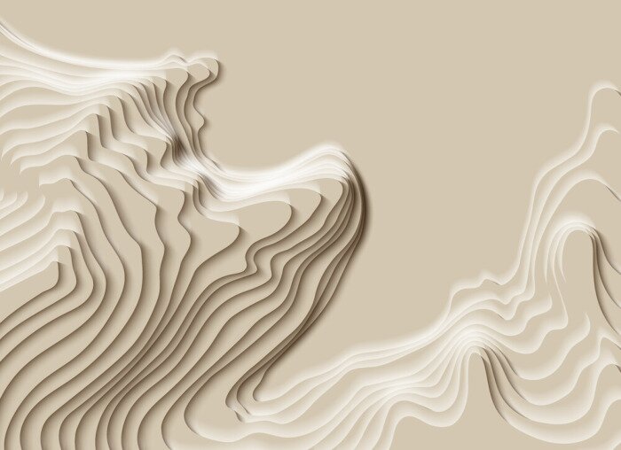 Sticker 3D-oppervlak geïnspireerd op contourlijnen op een kaart