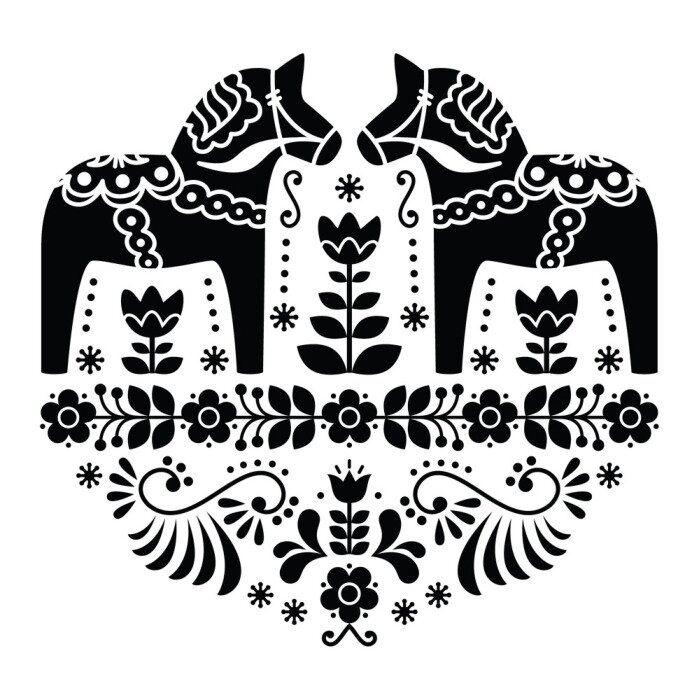 Sticker 3D Scandinavisch Folk Patroon