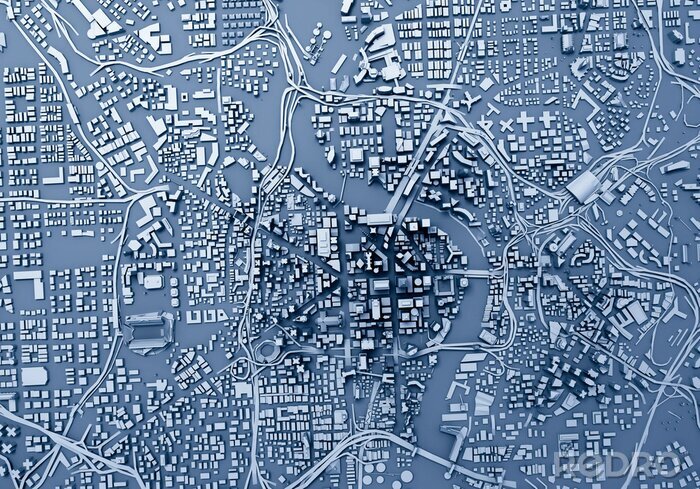Sticker 3D stadsplan gezien vanuit de lucht