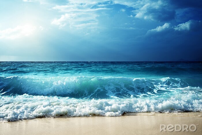 Sticker 3D strand en golven op de Seychellen