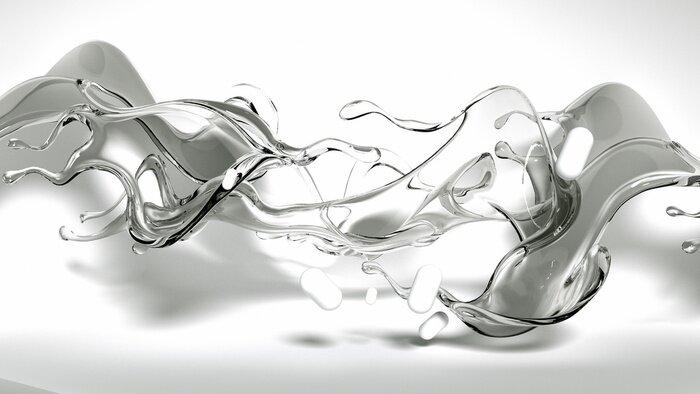 Sticker 3d transparante vloeistof op witte achtergrond