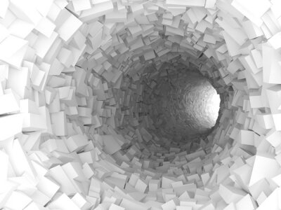 Sticker 3D-tunnel gebouwd van witte vaste stoffen