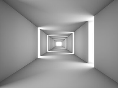 3D Tunnel in wit en lichten