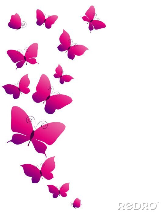 Sticker 3D-vlinders in roze kleur
