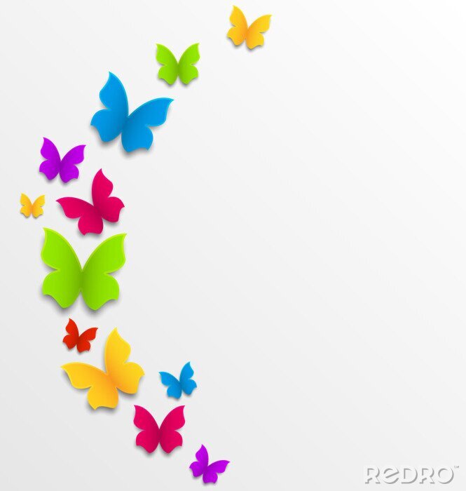Sticker 3d vlinders op een witte achtergrond