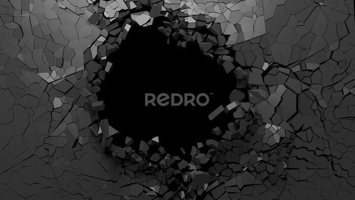 Sticker 3D zwart gat in de muur