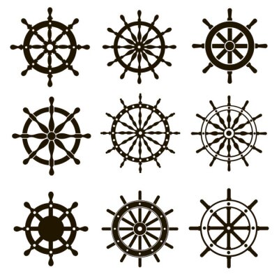 Sticker 9 afbeeldingen van schepen stuurwielen