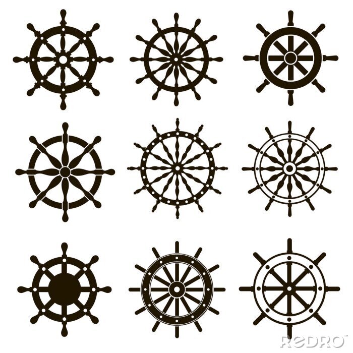 Sticker 9 afbeeldingen van schepen stuurwielen