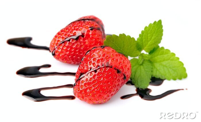 Sticker Aardbeien met chocolade druppel
