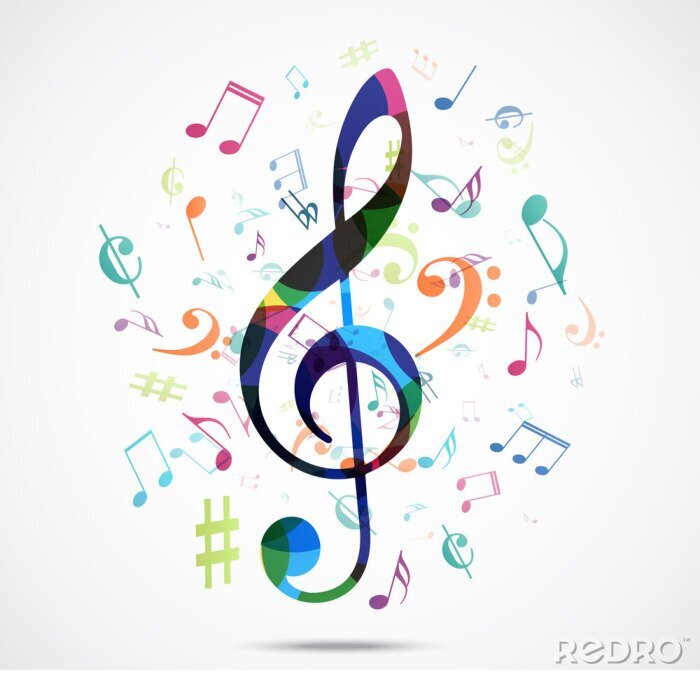 Sticker Abstract background Colorful music notes