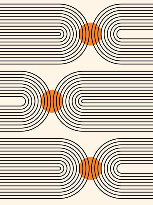 Sticker Abstract  background. Line art. Contemporary  geometric composition. Boho wall decor. Mid century art print. Bohemian poster