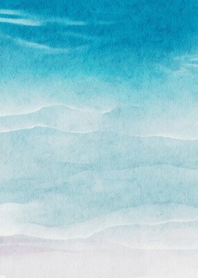 Sticker Abstract concept van een strand geschilderd met aquarelverf