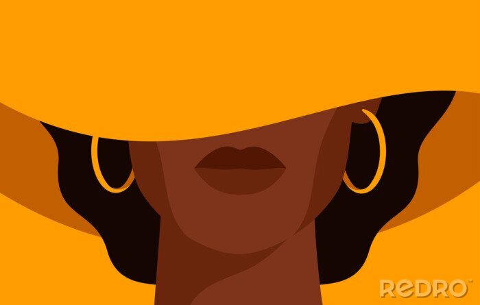 Sticker Abstract discreet portret van een Afro-Amerikaanse vrouw