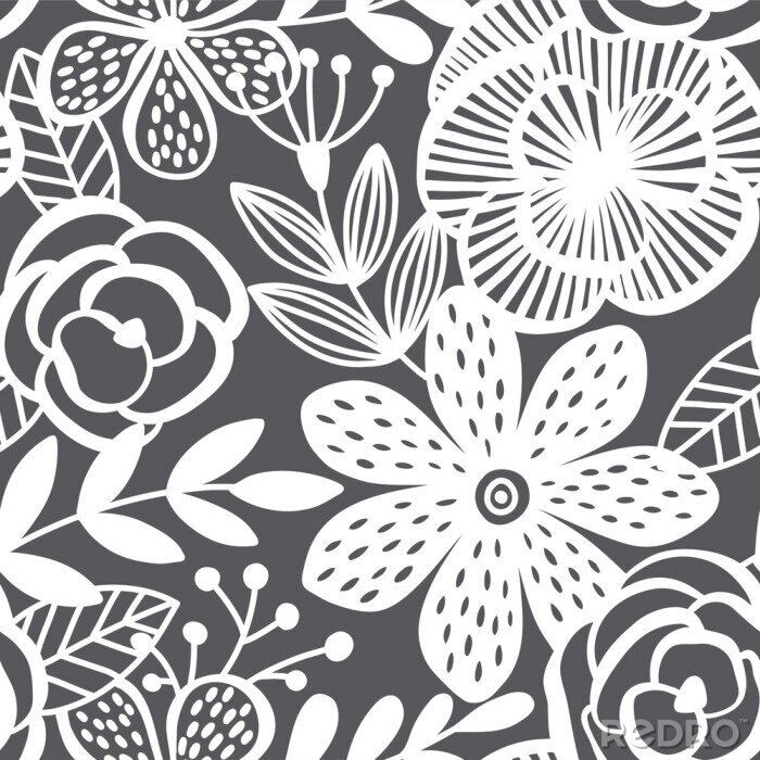 Sticker Abstract elegantie naadloos patroon met bloemenachtergrond