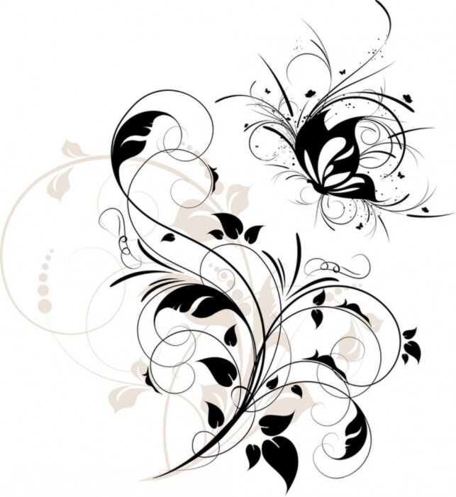 Sticker Abstract floral achtergrond met vlinder