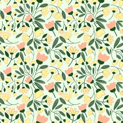 Sticker Abstract flowers seamless pattern. Colorful vector background