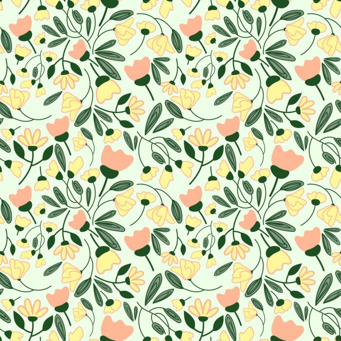 Sticker Abstract flowers seamless pattern. Colorful vector background