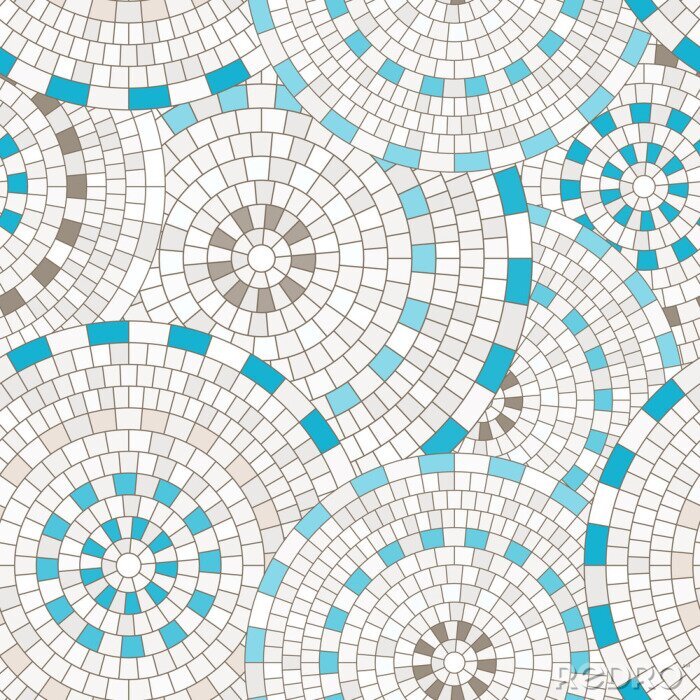 Sticker Abstract naadloos patroon van geometrische vormen. Circulair mozaïek.