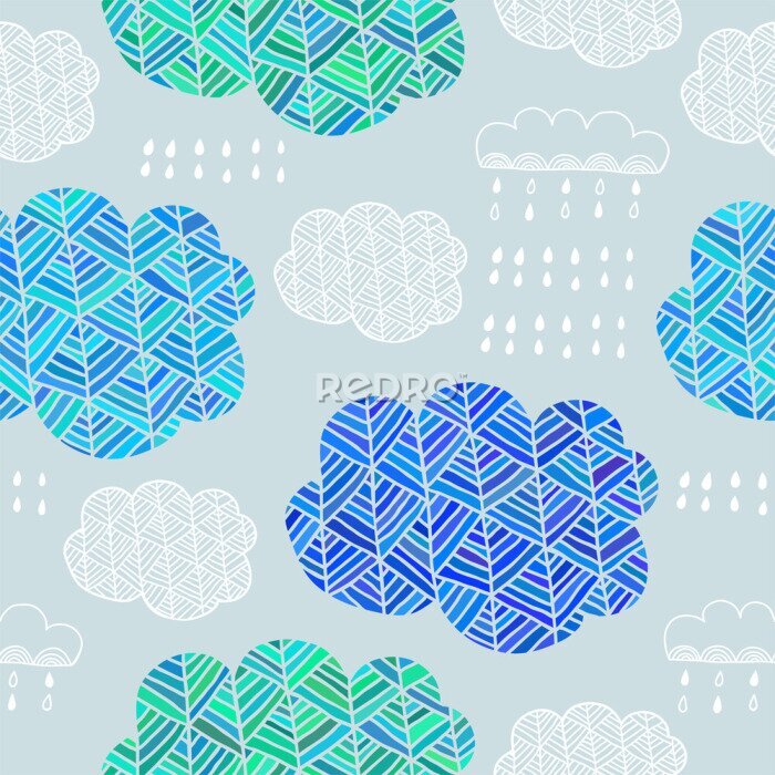 Sticker Abstract patroon met wolken