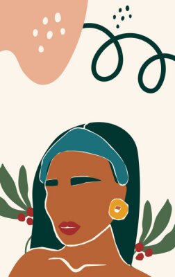 Sticker Abstract portret van een vrouw