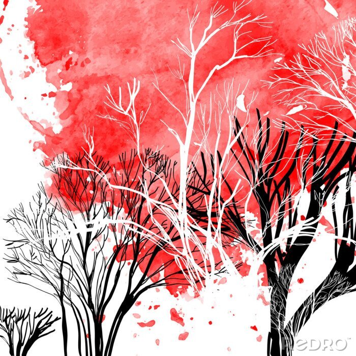 Sticker Abstract silhouet van bomen