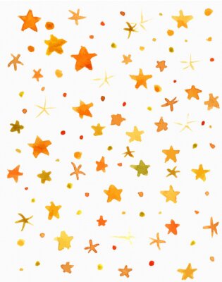 Sticker Abstract vector en aquarel gele sterren