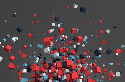 Abstracte 3D-weergave van Flying Cubes.