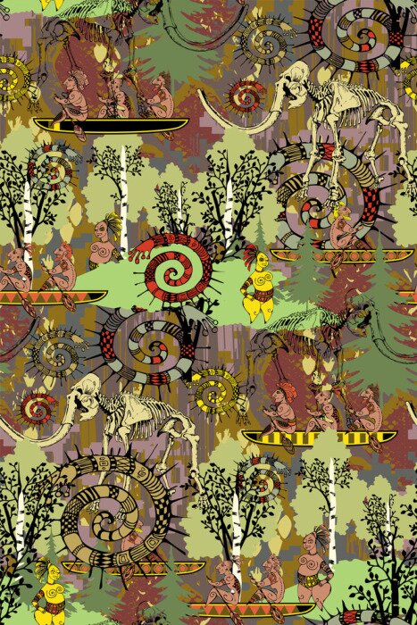 Sticker Abstracte afbeeldingen geïnspireerd op oude culturen