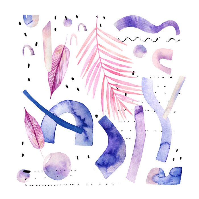 Sticker Abstracte aquarel compositie