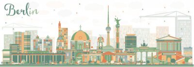 Sticker Abstracte Berlijnse Horizon met Kleurgebouwen.