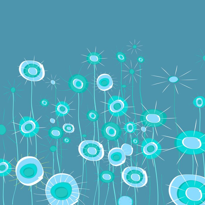 Sticker Abstracte bloemen in blauw