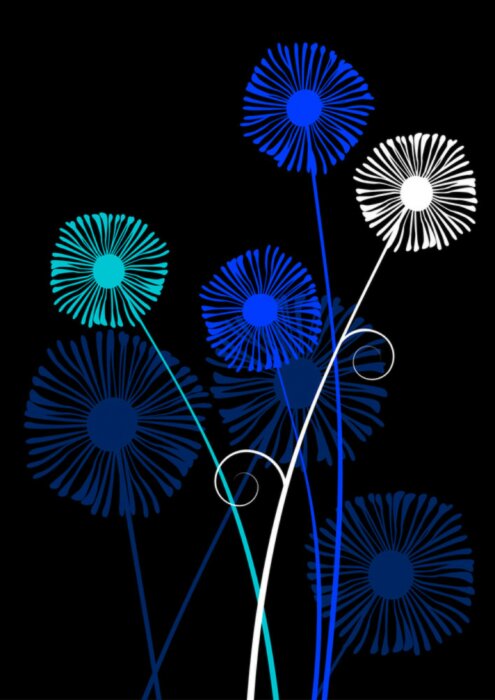 Sticker Abstracte bloemen op een zwarte achtergrond