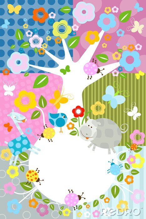 Sticker Abstracte boom en natuur