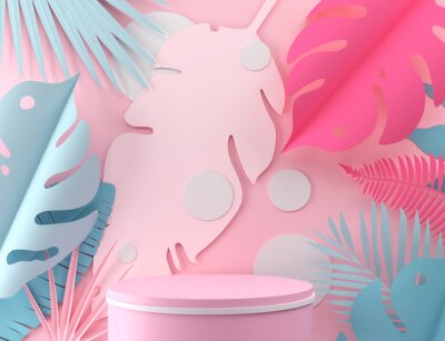 Sticker Abstracte compositie met veren en bladeren