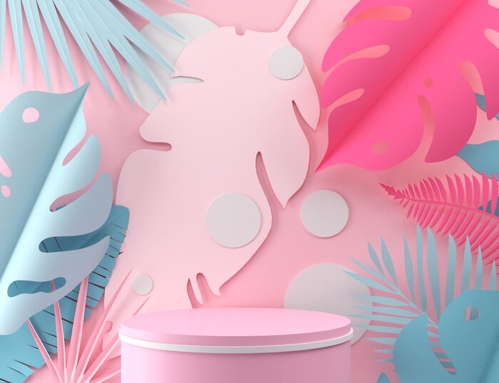 Sticker Abstracte compositie met veren en bladeren