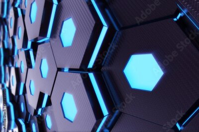 Sticker Abstracte futuristische zeshoeken