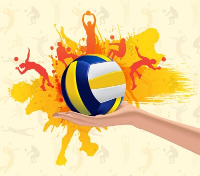 Sticker Abstracte grungy achtergrond met volleybal