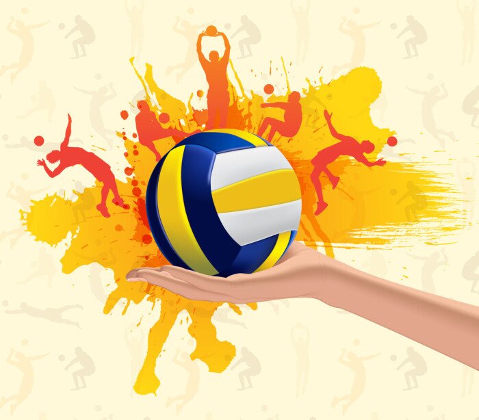 Sticker Abstracte grungy achtergrond met volleybal